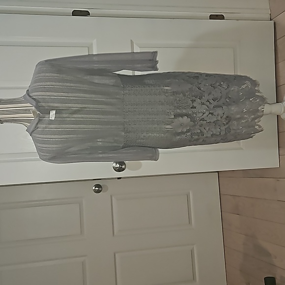 FORGOTTEN GRACE Women Silver color Tulle Mesh Lace Cardigan Size L - Picture 5 of 12